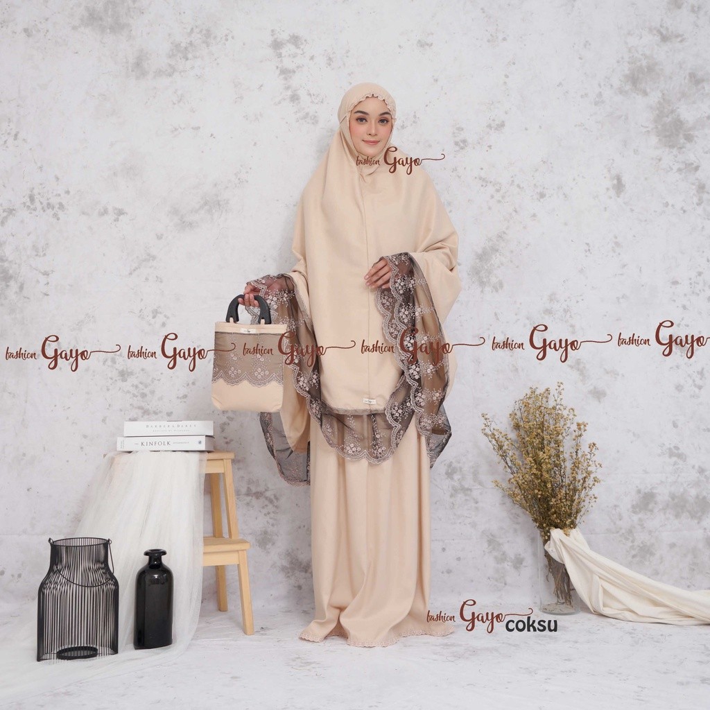 DE43W Mukena Fashion GAYO - Maghali Series - Mukena Dewasa | Mukena Polos + Tas Mukena