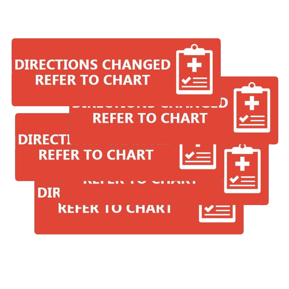 

Directions Changed Sticker for Doctor File,1.5×0.5 Inch Self Adhesive Labels