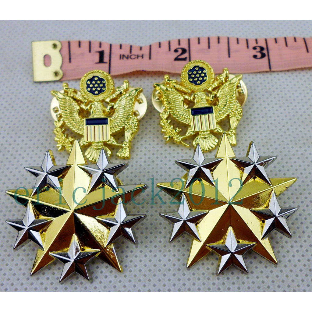 . Set US Army Six Star Rank Insignia Badge Pin US Officer Shoulder Eagle Badge
