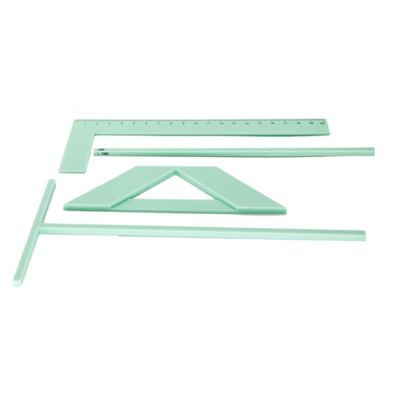 

Bookbinding Ruler Scrapbooking Tool Set Incldues L-shaped Ruler, T-shaped Ruler, Spacing Guide, Corner Cutting Square