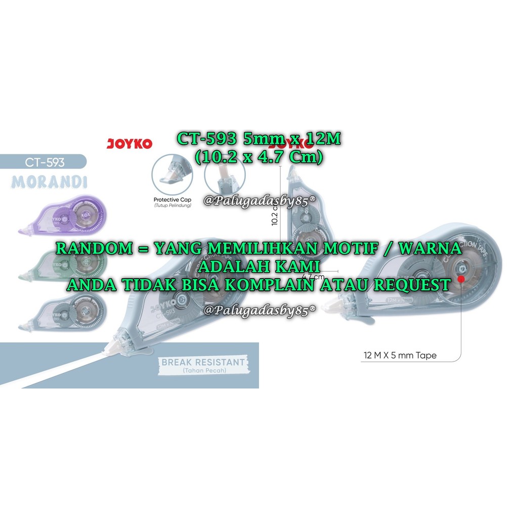 

(1 Biji) GROSIR Correction Tape JOYKO CT-593 (12M x 5mm) / Pita Koreksi Joyko CT-593 (1 Biji)