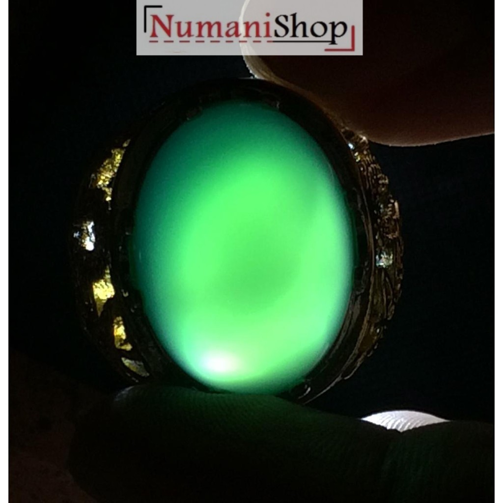 Cincin Titanium Batu Akik Natural Hijau Garut HQ