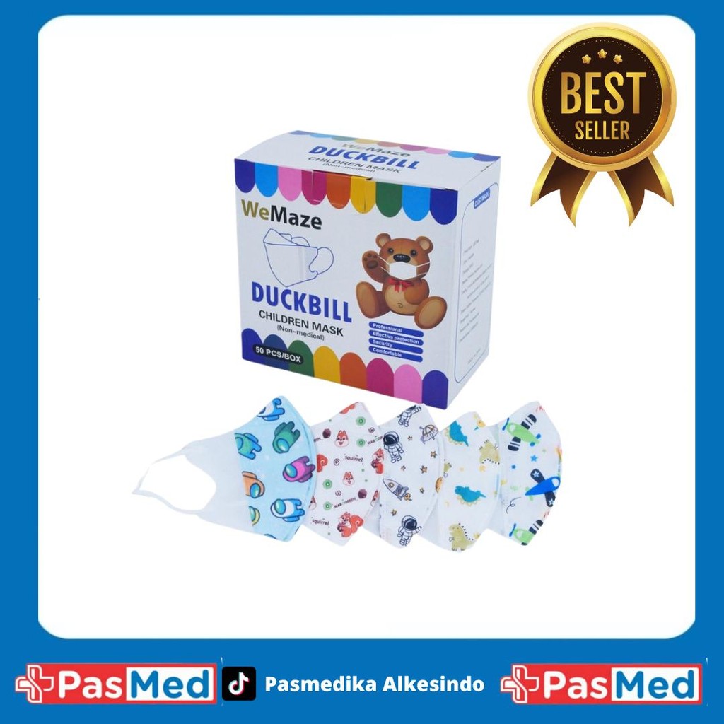 Masker WeMaze Anak Kids Duckbill Mix Original 3Ply isi 50Pcs