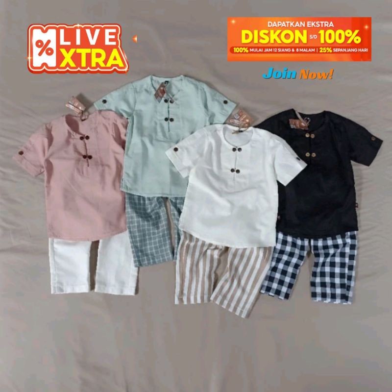 FIKAR SET Kids- Setelan Anak katun linen Koko Anak Kurta Aqiqah couple /Terbaru
