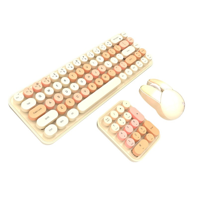Wireless Keyboard Numeric Keypad And Mouse 2.4g Keyboard And Mouse Kit Colorful Design Cute Retro Ke