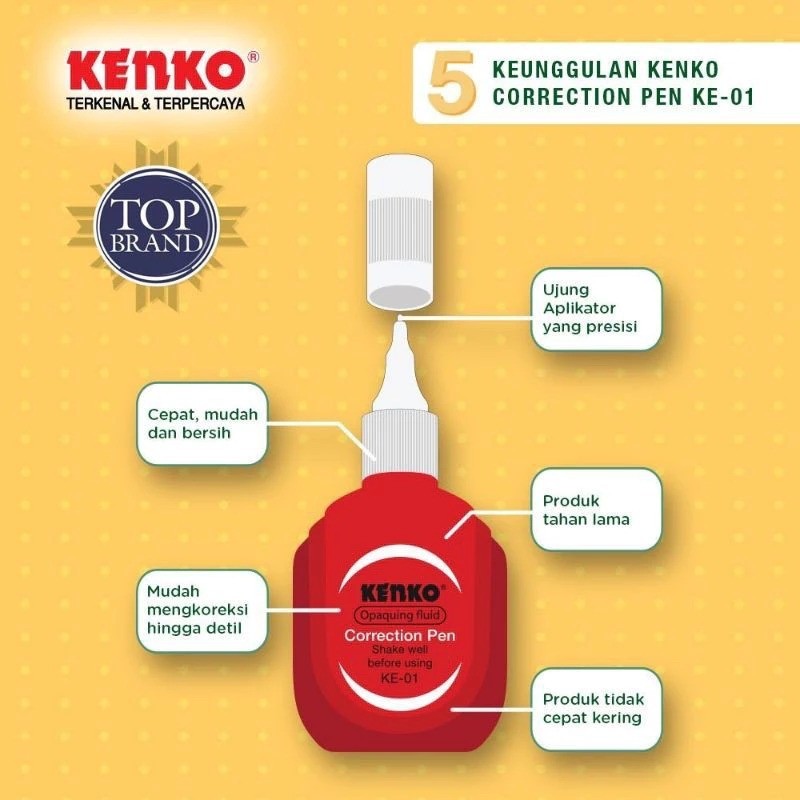 

SBY | Tipe X Correction Pen KENKO LINKO Botol Merah / Tipex Cair Kenko / Stipo Cair / Correction Fluid / Tip-ex Merah Kenko KE-01