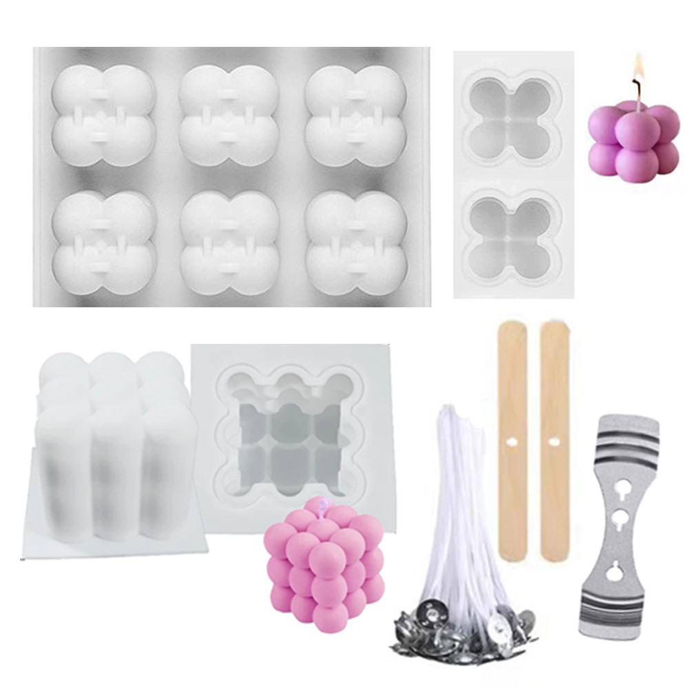 

6 Cavities Candles Mould Aromatherapy Plaster Candle Silicone Mold 3D Rubik's Cube Baking Mousse Cake Mold Square Dessert Tray