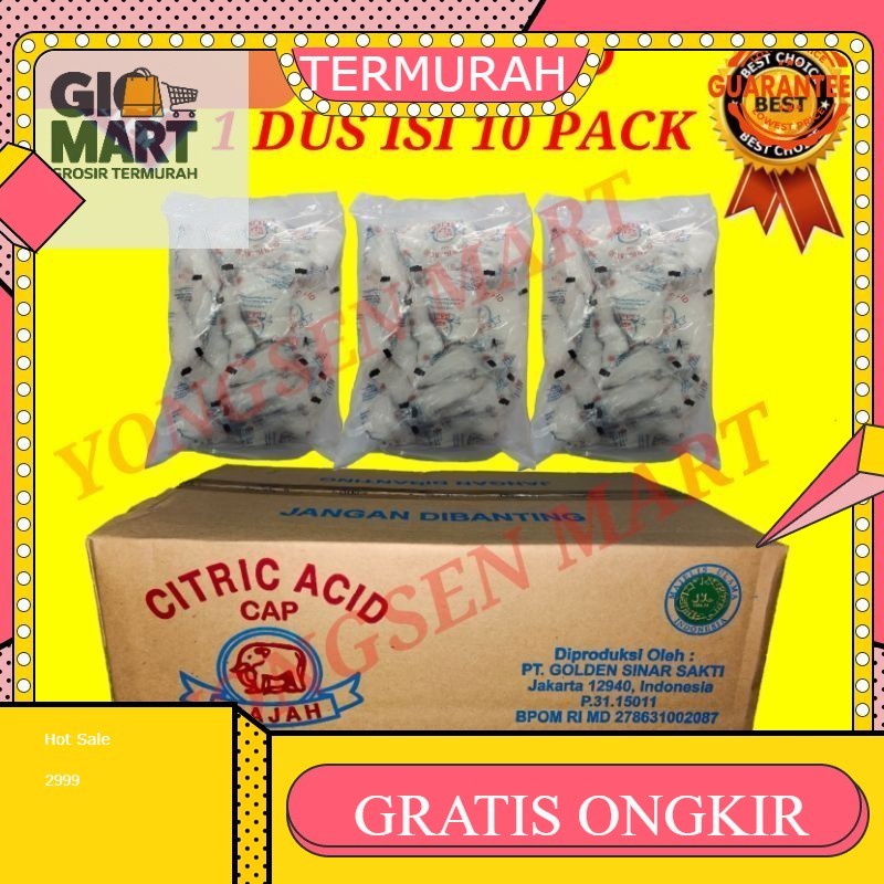 

( 1 DUS ) citric acid cap gajah 1 DUS asam citrun pemutih pembersih