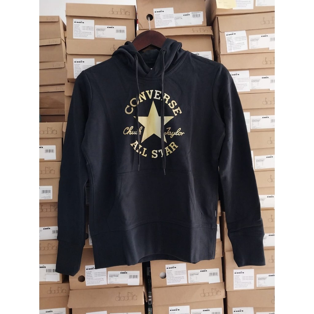 ORIGINAL SALE 70% JAKET CONVERSE HOODIE CHUCK TAYLOR LJ1102001 BLACK WOMEN