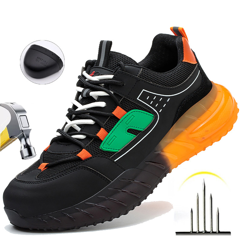 Steel Toe Safety Boots Mens Protective Work Shoes Anti-Smash Sport Safety Shoes Breathable Lightweig