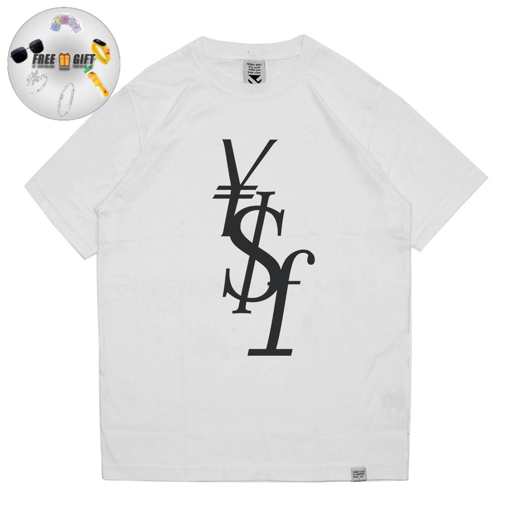 [FREE GIFT]  T-shirt Yen Dollar Euro White | Kaos Pria Parodi Plesetan Lucu YSL