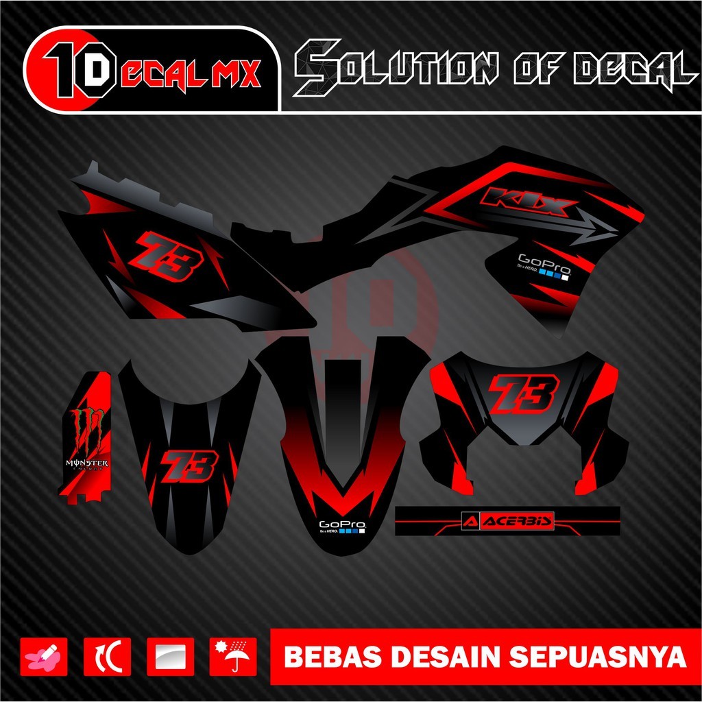 decal klx bf 150 simple merah