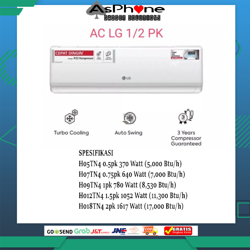 AC LG 1/2 PK H05TN4 R32 GARANSI RESMI