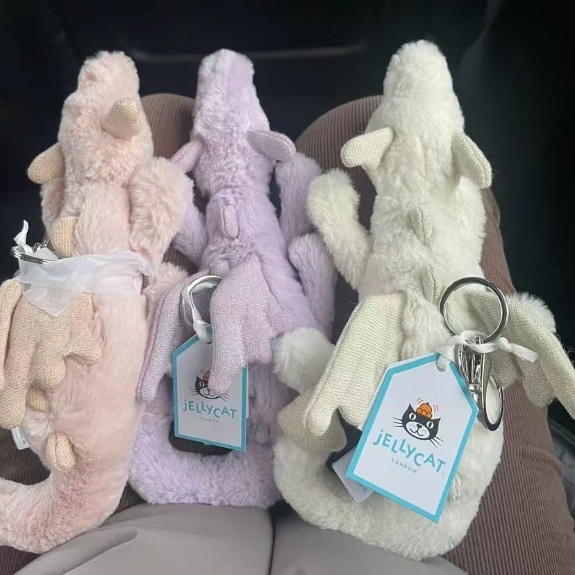 Jellycat Snow Dragon Bag Charm Cute Plush Toy Doll Bag Pendant Keychain