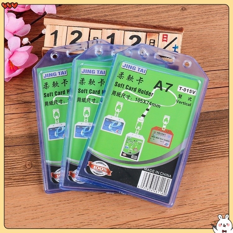 

T-014V Vertical T-014H Horizontal Soft Card Holder ID Card Penjepit ID Card 1PC Casing Tempat ID Card Holder Transparan / Tempat ID Karet Casing Karet Bening Kartu