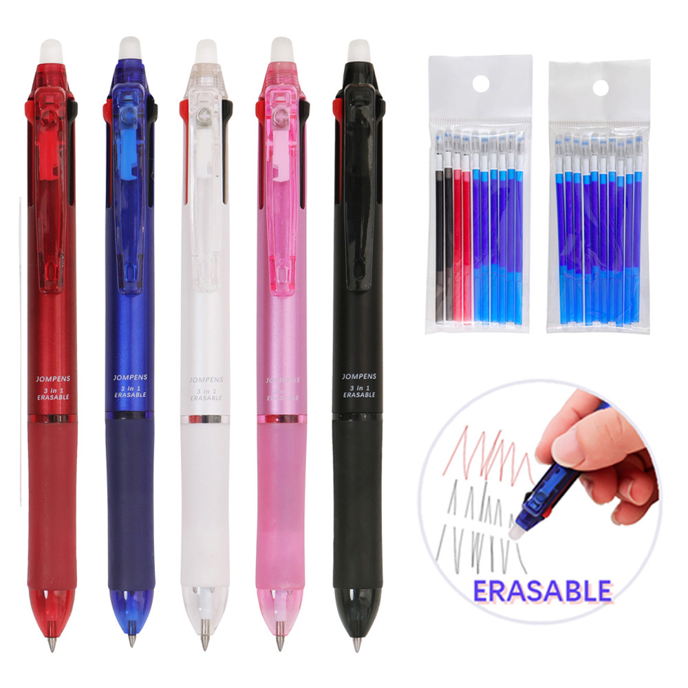 

5Pcs/Set Japan 3 in 1 Gel Pen 0.5mm Multicolor Erasable Pen Washable Handle Office School Writing Supplies Kawaii Stationery