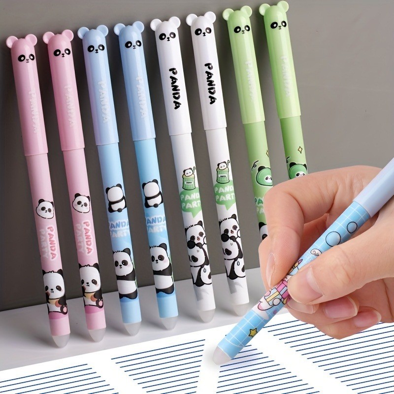 

26Pcs/Set Kawaii Pig Bear Cat 0.35mm Erasable Gel Pens Black Blue Ink Erasable Refill Rod Washable Handle School Office Supplies