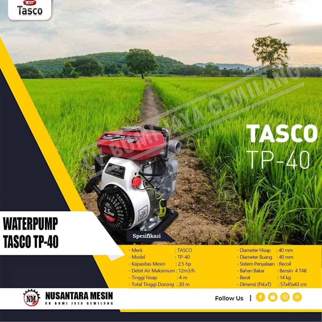 MESIN POMPA AIR SAWAH 1.5 INCH TASCO TP 40