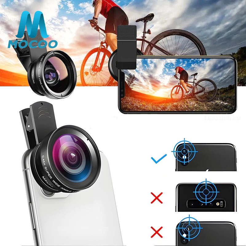 Lensa Kamera Eksternal 2in1 Lensa Super Wide Angle Lens Lensa Kamera Hp 0.5x Dengan Klip Untuk Handp
