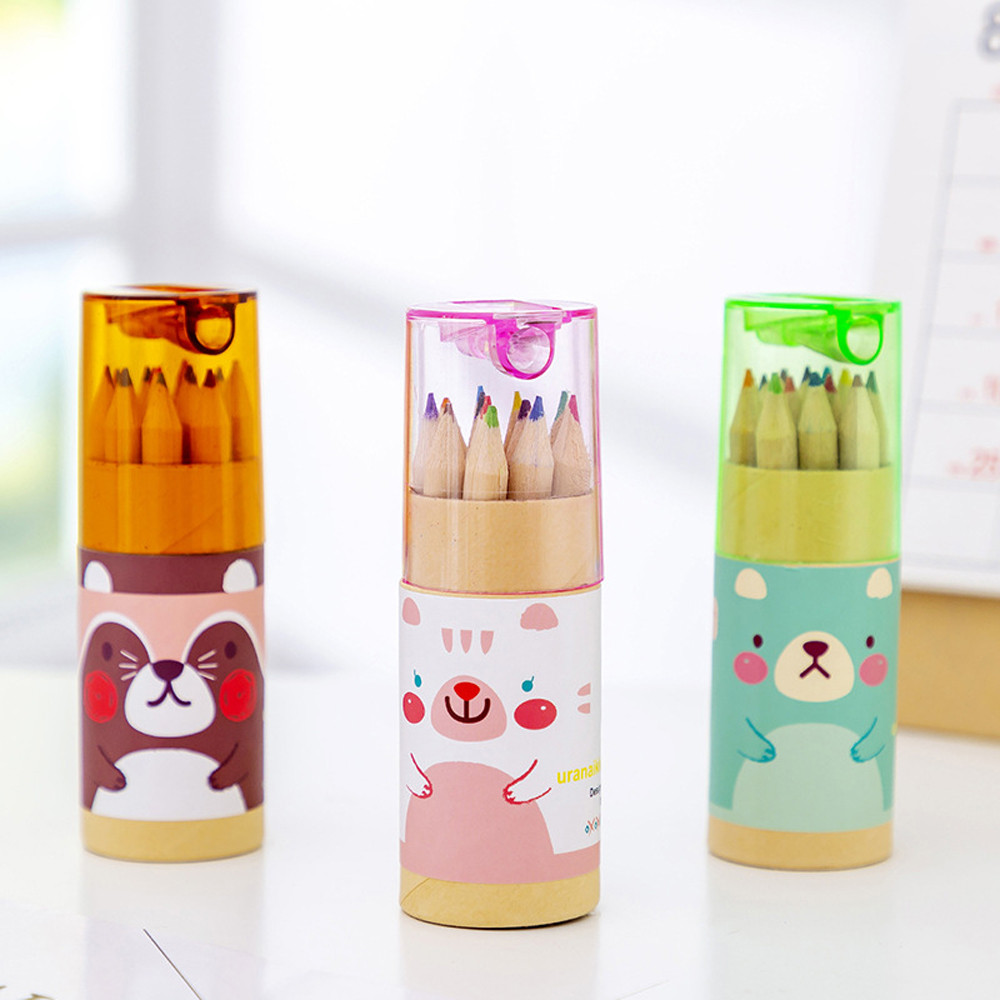 

15Pcs Child 12 Color Pencil Crayons Set Cute Korean Stationery Drawing Art Tool Professional Colored Pen for School Supplies