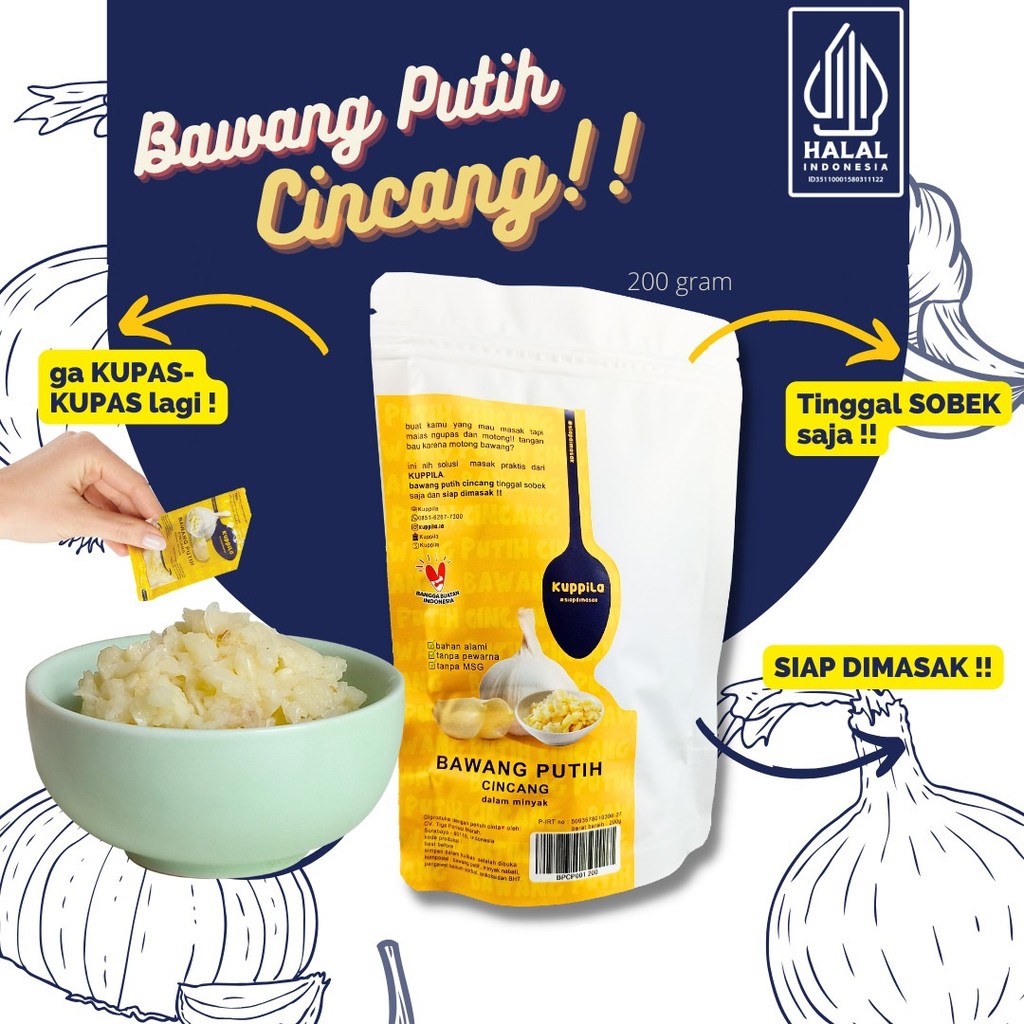 

✨ TOMOTOSTORE ✨ KUPPILA Bawang Putih Cincang Dalam Minyak ( Pouch ) 200 gr