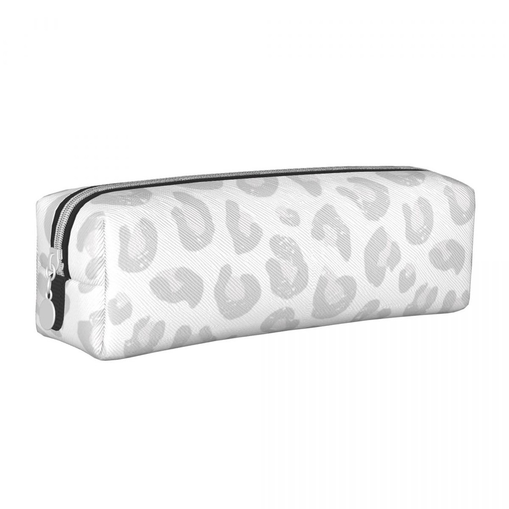 

Leopard Print Pencil Cases Classic Silver Gray and White Pen Bag Kids Big Capacity Students School Gift Pencil Box