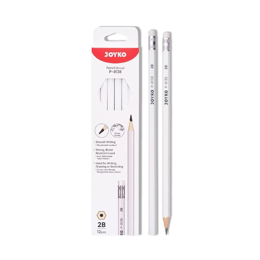 

(PACK) Pensil Kayu / Pencil Hitam Putih 2B - Joyko P-8136 / P-8138