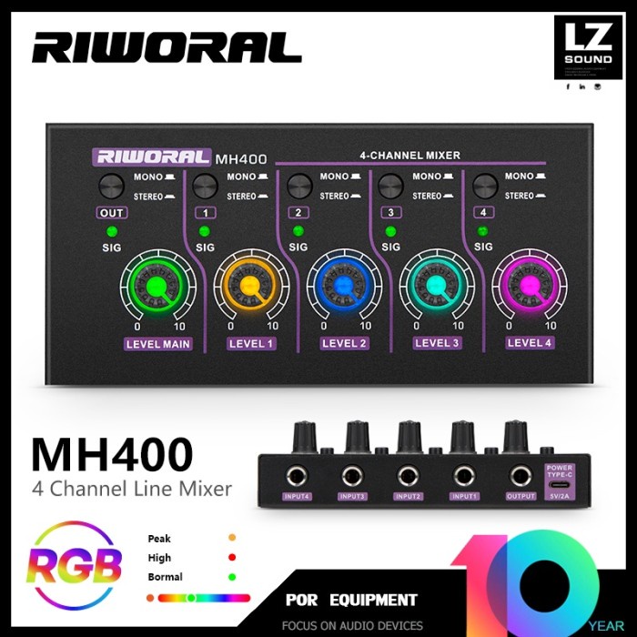 Riworal Mh400 Mixer Audio Mini 4 Channel Kompatibel Dengan Sebagian