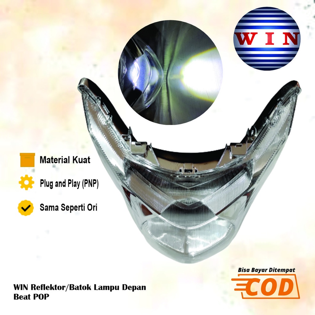 Lampu Depan Reflektor Honda Beat Pop 2014 2019Headlamp Mika Kaca Motor