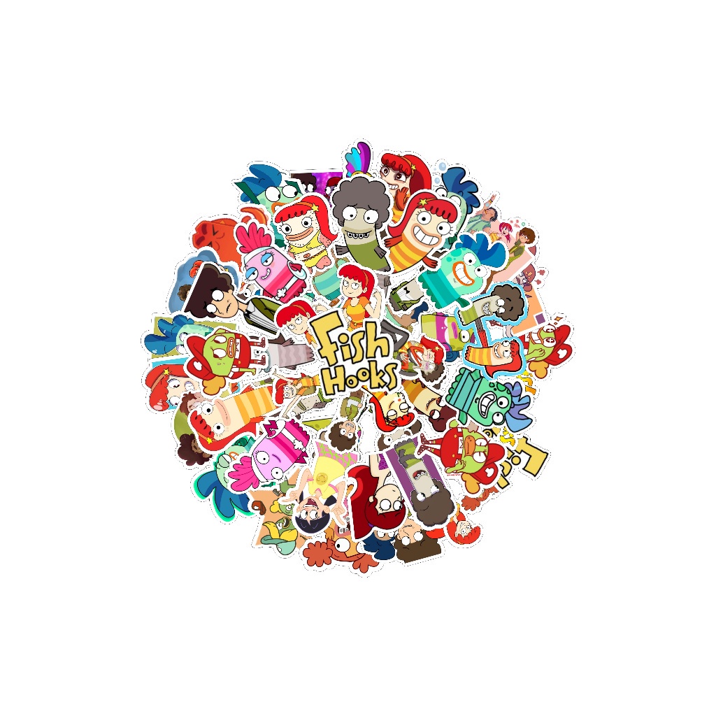 

COD✨ 50 Pcs Stiker Pack Motif Kartun Fish Hooks Lucu Aesthetic Vynil Waterproof untuk Freebies Sticker Buku Journal Casing HP Laptop