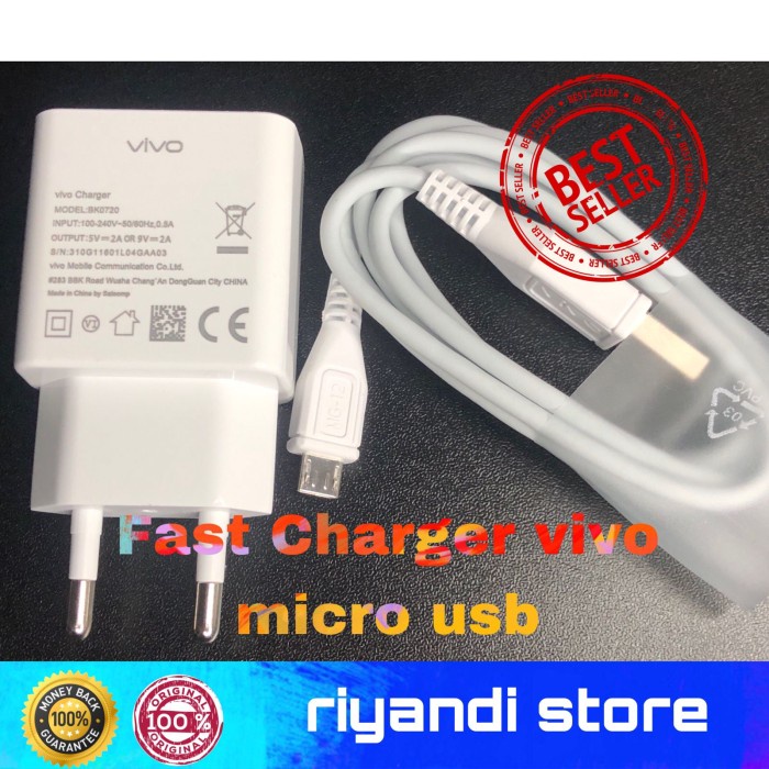Charger Vivo Y20 Vivo Y1s Y12s Y12i ORIGINAL 100% Micro USB 10 Watt