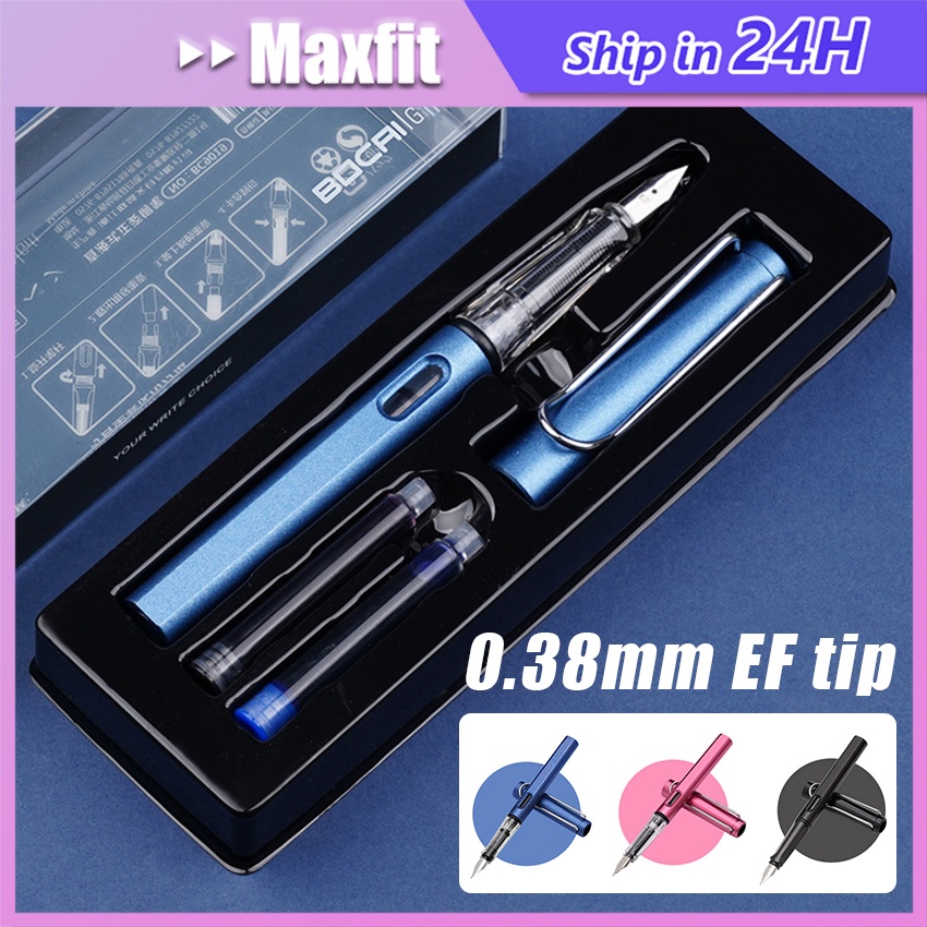 

Fountain Pen Pena Tinta 0.38Mm Bahan Plastik Kualitas Tinggi Refill Tinta Hitam & Biru Ink Pen Berlatih Kaligrafi
