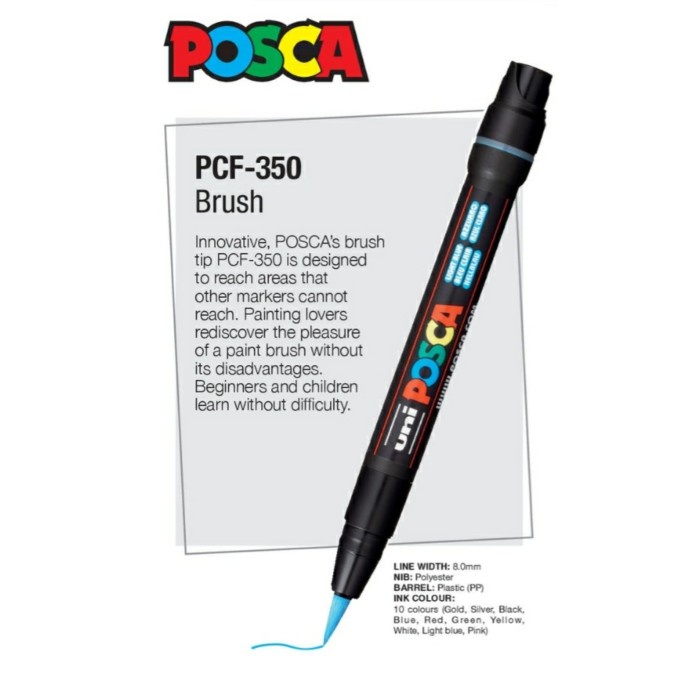 

[Promo] Uni Posca Paint Marker PCF-350 - Black - Brush Tip - Merah