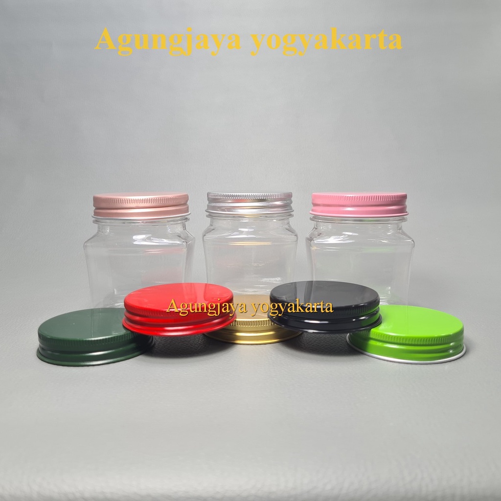 Toples Plastik 100 ml Kotak Natural Tutup Alumunium / Toples Plastik / Toples / Toples Permen / Topl