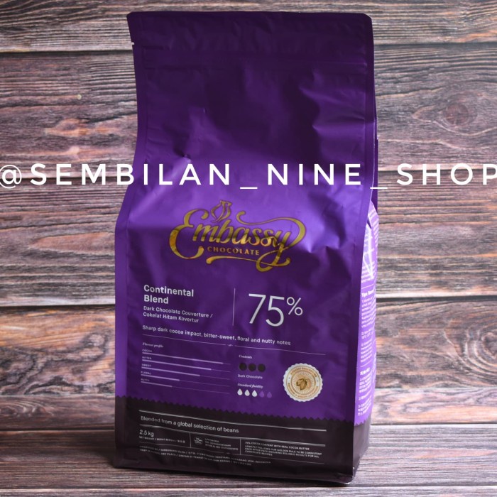 

Termurah [ Best Seller ] Tulip Embassy CONTINENTAL Dark Couverture Chocolate 75% 2,5 KG Coklat