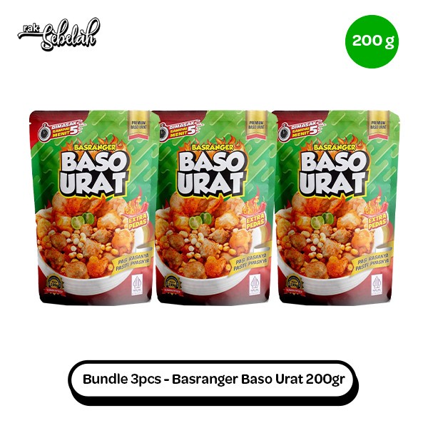 

Bundle 3pcs Basranger Baso Urat Extra Pedas 200gr Makanan Instan Siap Saji | Ready to Eat | Rak Sebelah