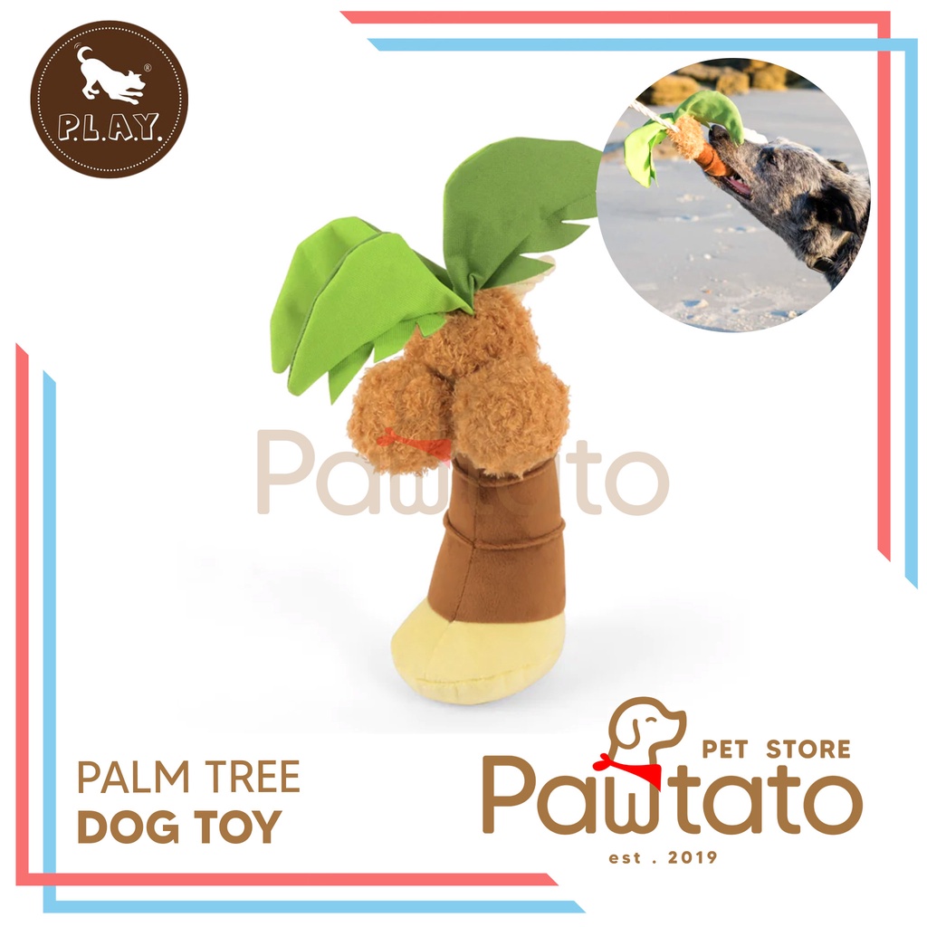 Mainan Anjing Petplay Tropical Paradise Palm Tree Puppy Dog Plush Toy Squeaky Pohon Kelapa Boneka Un