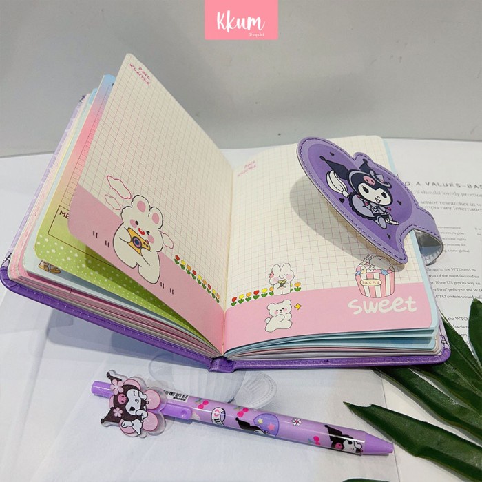 

2 in 1 Gift set notebook sanrio magnet/ Buku tulis cute kuromi cinnamo - KT