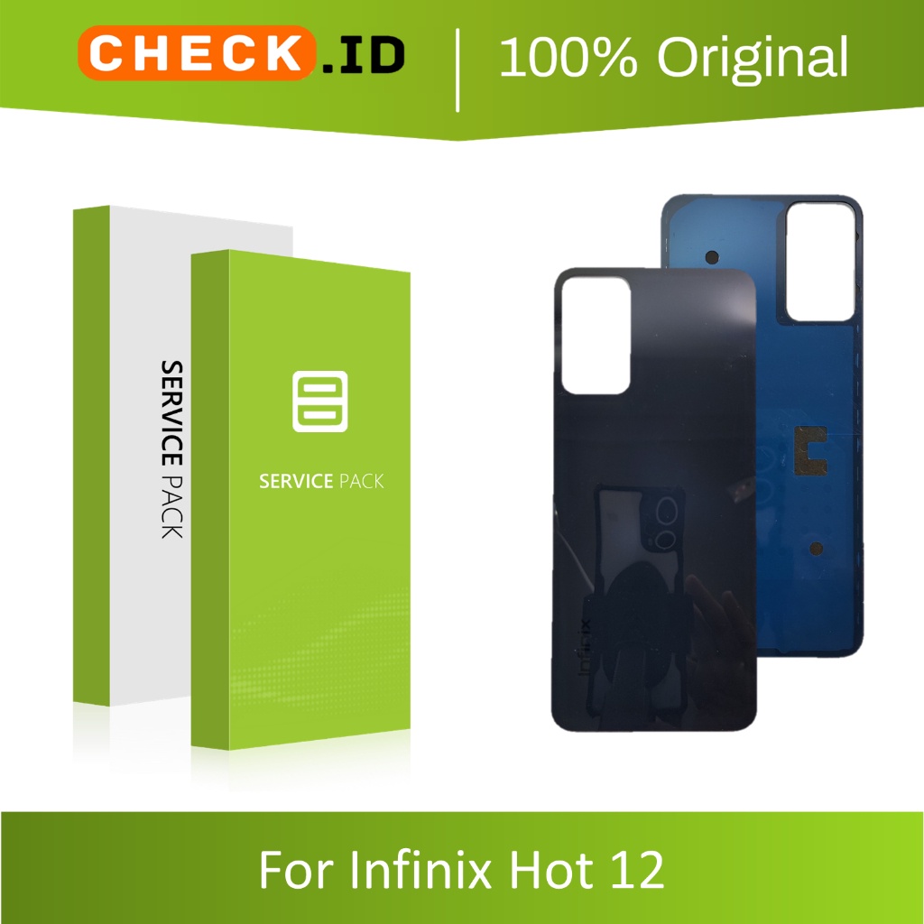 [ CHECK.ID ] BACKDOOR BACK COVER TUTUP BELAKANG INFINIX HOT 12 X6817 X6817B ORIGINAL SERVICE PRODUCT