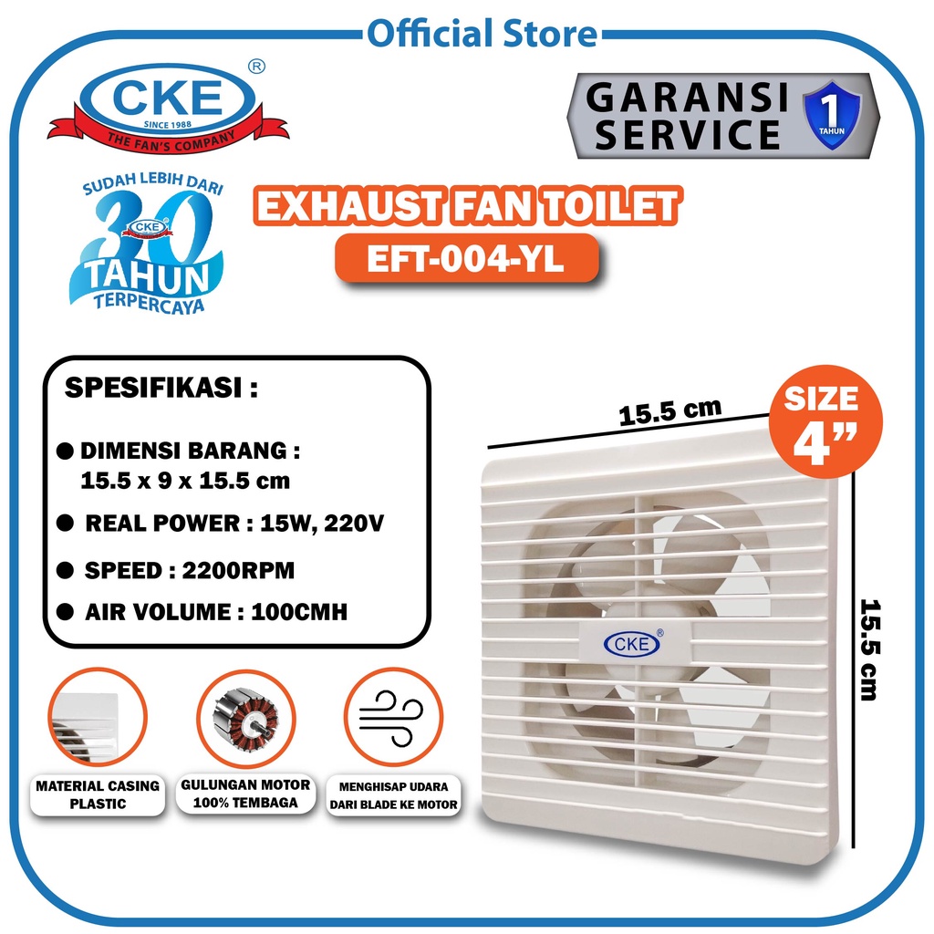 KIPAS PLAFON/EXHAUST PLAFON/CKE Exhaust Fan Toilet 4 Inch Rumah Toilet Dapur Restoran Rumah