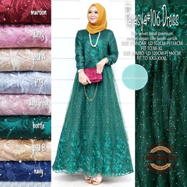 TERBARU (Bayar Dirumah).Farasya / farasya #106 dress / dress tille / bisa seragam / gamis pesta brok