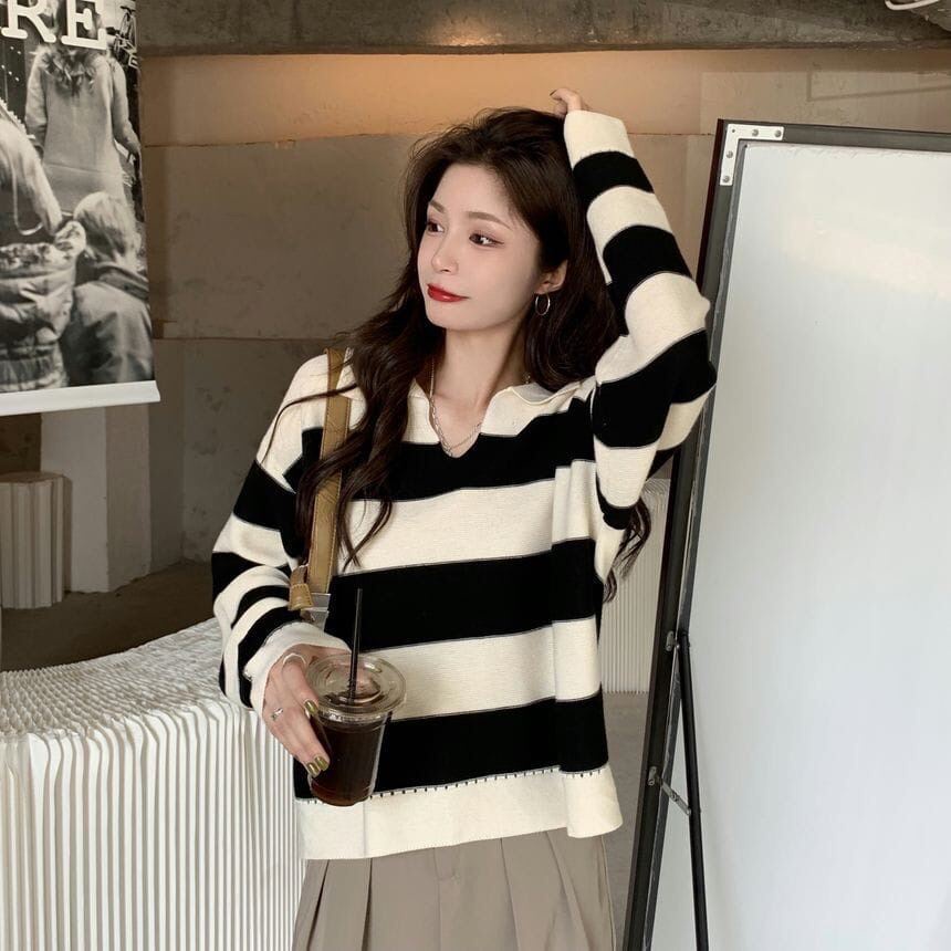 Sweater Rajut Oversize Atasan Knitted Fuji Outer Rajut Trendy-1
