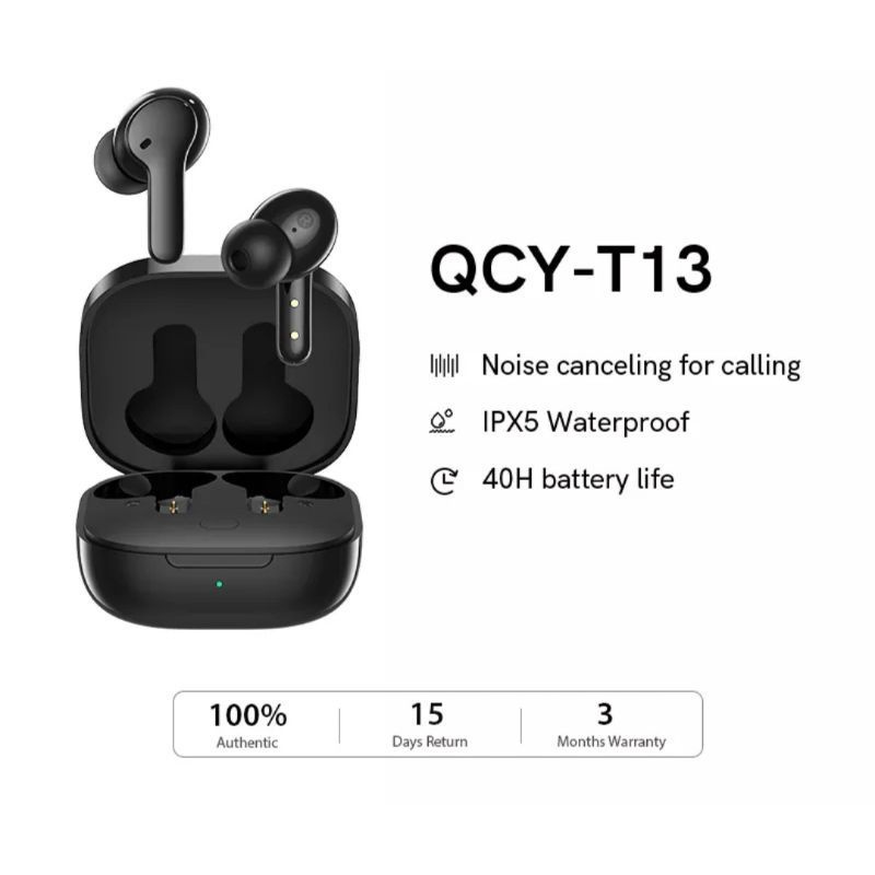 QCY T13 Big Bass TWS Earphone 4 Mic Clear Call Hifi Sound Original
