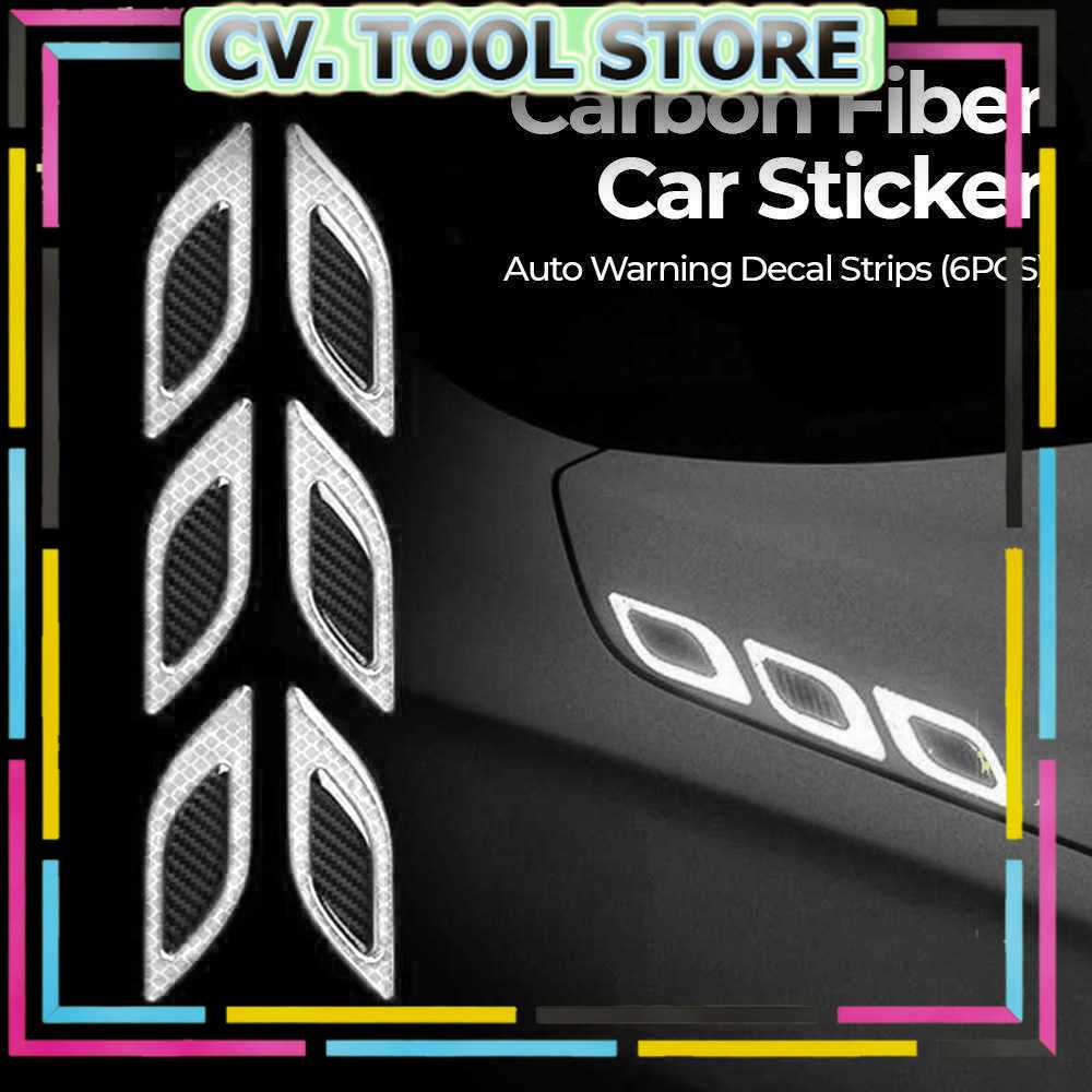TOOL STORE - LARATH Carbon Fiber Car Sticker Auto Warning Decal Strips 6PCS - 1183