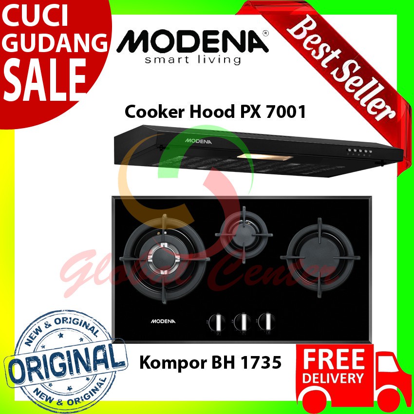 Paket Kompor Tanam Gas Modena BH 1735 dan Hood PX 7001