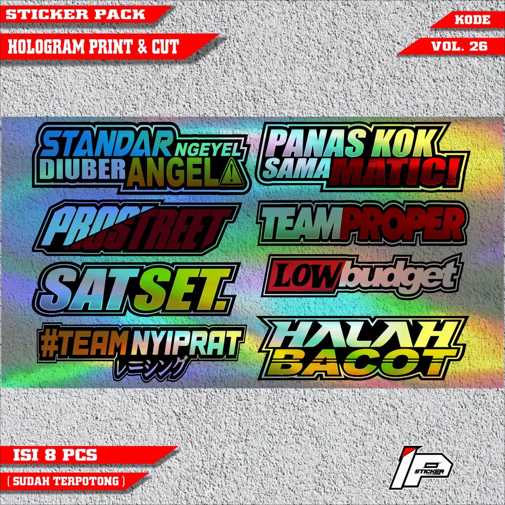 

(cod) stickerpack VOL.26 (1 lembar isi 8 pcs) sudah dipotong dan dilaminasi design ip sticker