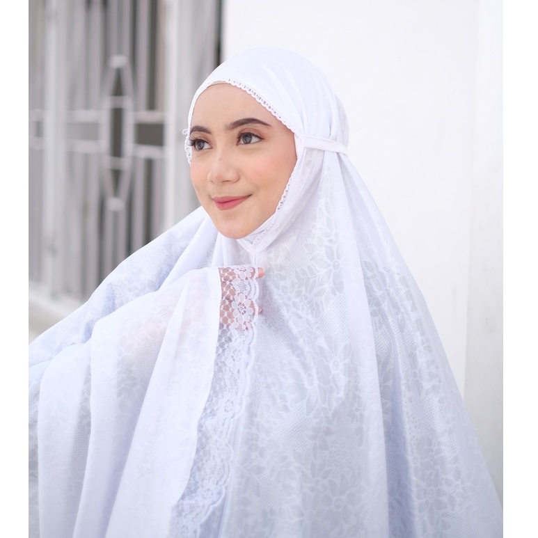 [cod] mukena dewasa setelan terusan temurah putih polos besar jumbo traveling santriwati ringan adem