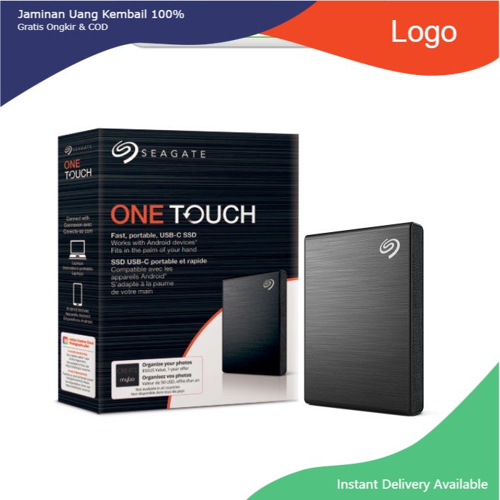 Seagate One Touch SSD 1TB USB-C SSD Eksternal - Hitam