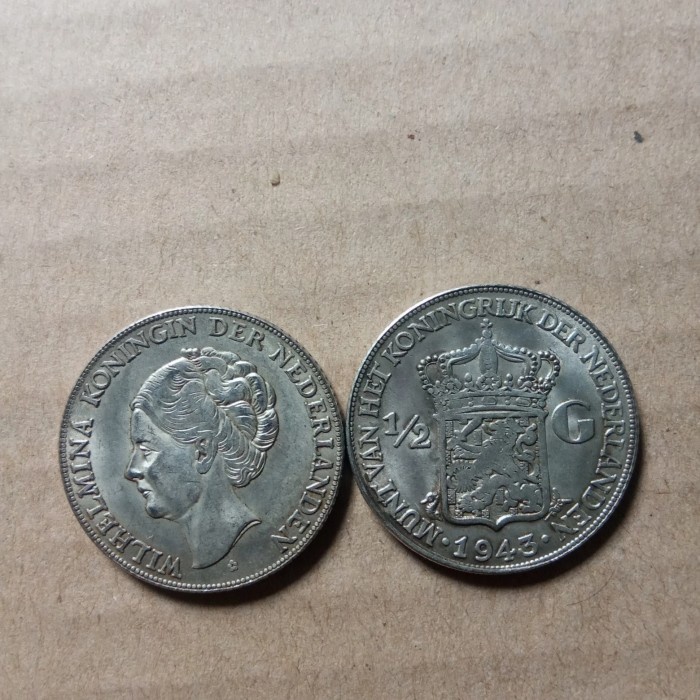 ( REPLIKA ) BAYAR DITEMPAT KOIN KUNO WILHELMINA KONINGIN DER NEDERLANDEN 1/2 GULDEN