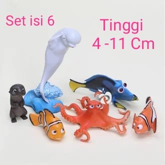 Figure Finding Dory /Nemo /Toppers/Mainan Nemo Set Isi 6